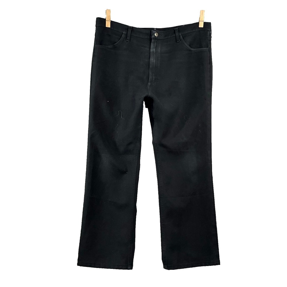 Wrangler Wrancher Dress Pants Mens 38x28.5* Black Twill Bootcut Western Cowboy